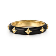 Enamel - 14K Yellow Gold Star Split Stackable with Black Enamel