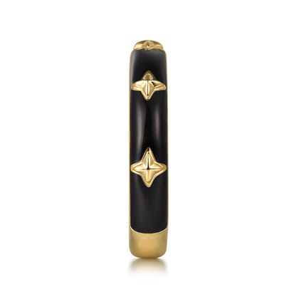 Enamel - 14K Yellow Gold Star Split Stackable with Black Enamel