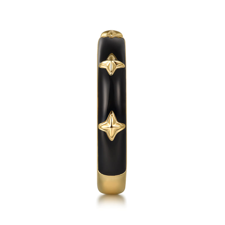 Enamel - 14K Yellow Gold Star Split Stackable with Black Enamel - Shot 4