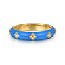 Enamel - 14K Yellow Gold Star Split Stackable with Blue Enamel