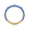 Enamel - 14K Yellow Gold Star Split Stackable with Blue Enamel