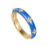 Enamel - 14K Yellow Gold Star Split Stackable with Blue Enamel