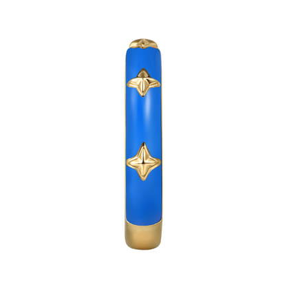 Enamel - 14K Yellow Gold Star Split Stackable with Blue Enamel