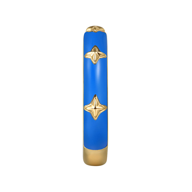 Enamel - 14K Yellow Gold Star Split Stackable with Blue Enamel - Shot 4