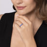 Enamel - 14K Yellow Gold Star Split Stackable with Blue Enamel