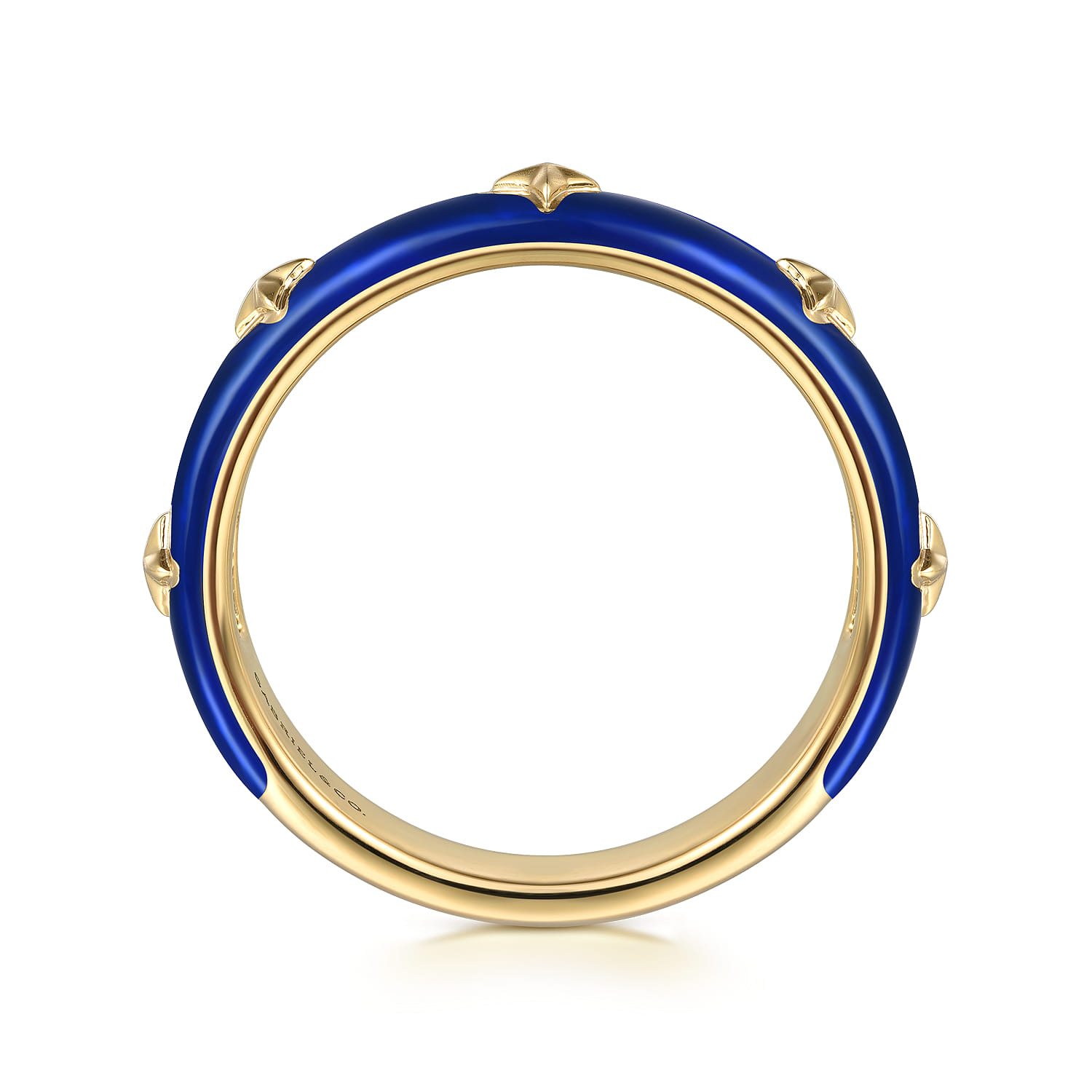 Enamel - 14K Yellow Gold Star Split Stackable with Chrome Blue Enamel - Shot 2