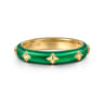 Enamel - 14K Yellow Gold Star Split Stackable with Chrome Green Enamel