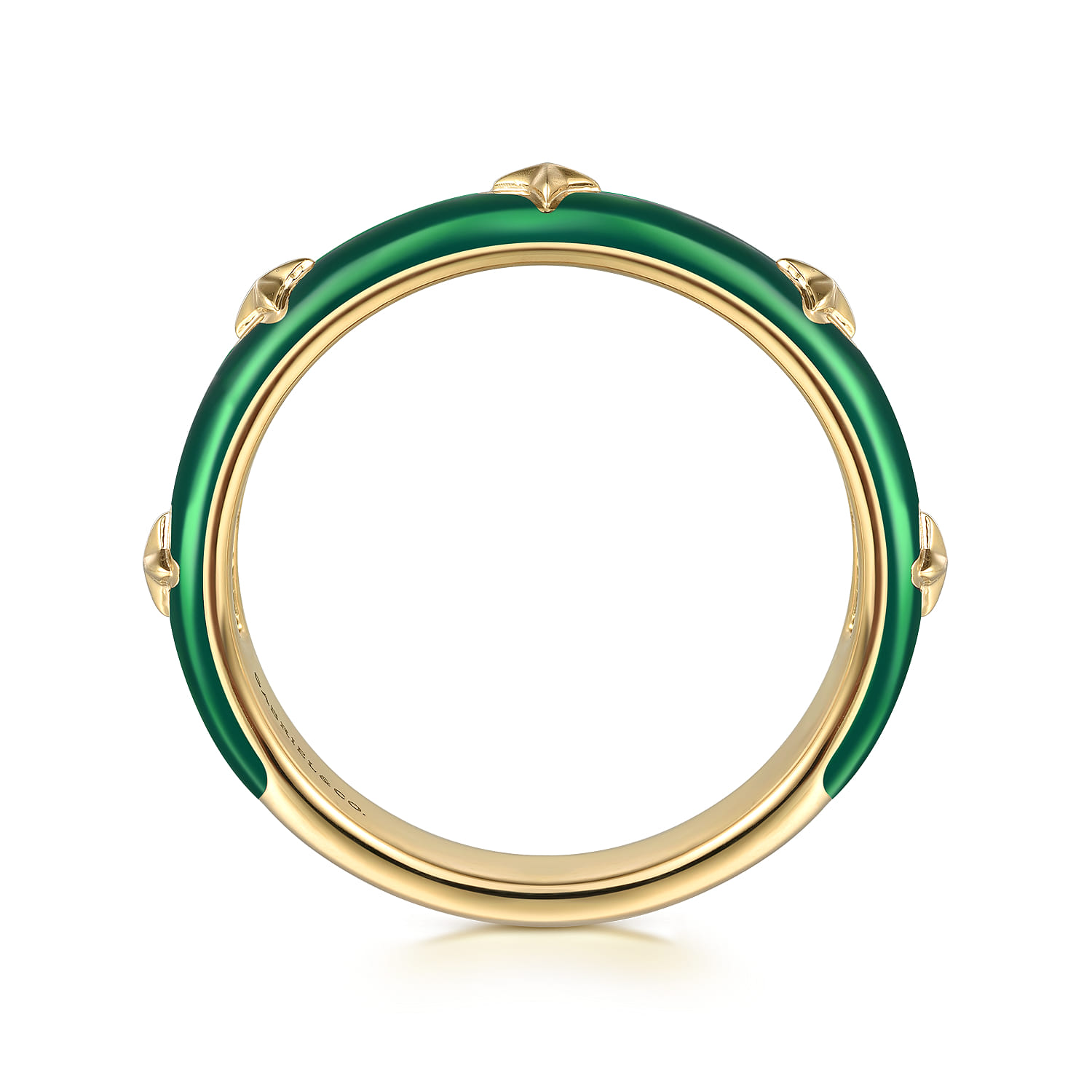 Enamel - 14K Yellow Gold Star Split Stackable with Chrome Green Enamel - Shot 2