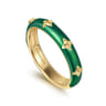 Enamel - 14K Yellow Gold Star Split Stackable with Chrome Green Enamel