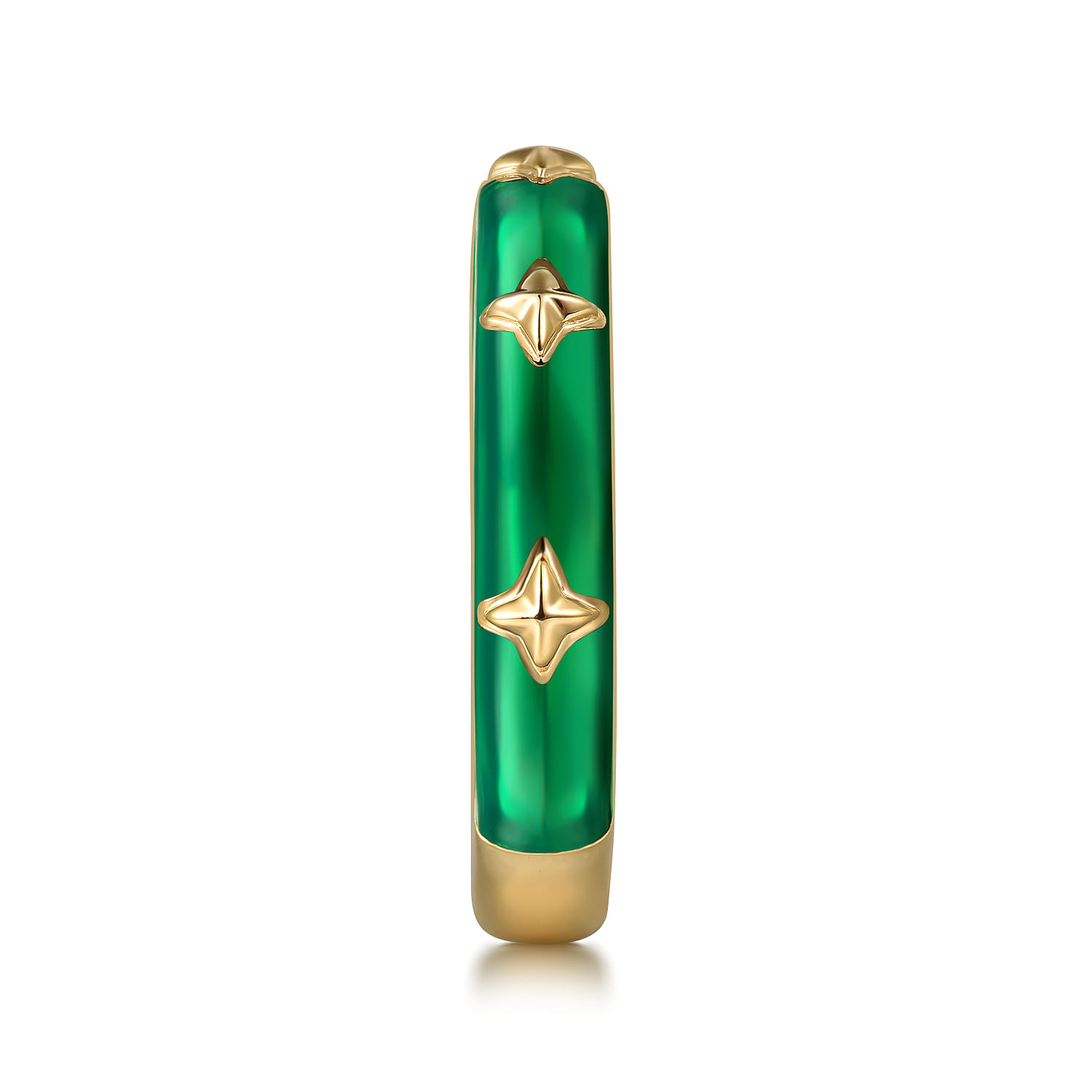 Enamel - 14K Yellow Gold Star Split Stackable with Chrome Green Enamel - Shot 4