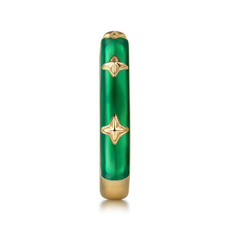 Enamel - 14K Yellow Gold Star Split Stackable with Chrome Green Enamel - Shot 4