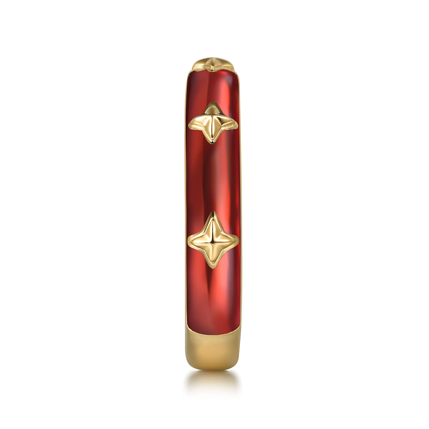 Enamel - 14K Yellow Gold Star Split Stackable with Chrome Red Enamel - Shot 4