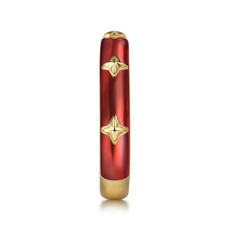 Enamel - 14K Yellow Gold Star Split Stackable with Chrome Red Enamel - Shot 4