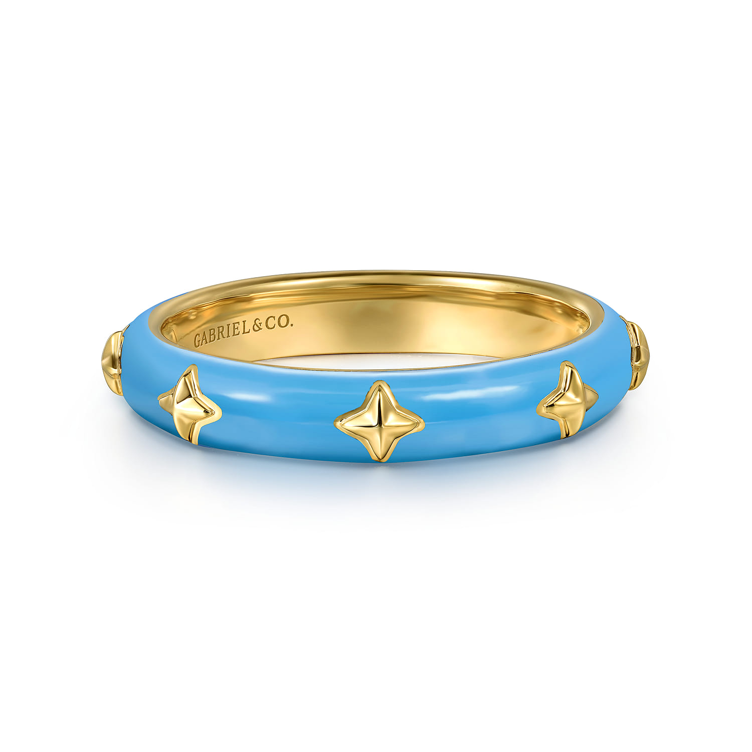 Enamel - 14K Yellow Gold Star Split Stackable with Dusk Blue Enamel - Shot 1