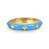 Enamel - 14K Yellow Gold Star Split Stackable with Dusk Blue Enamel