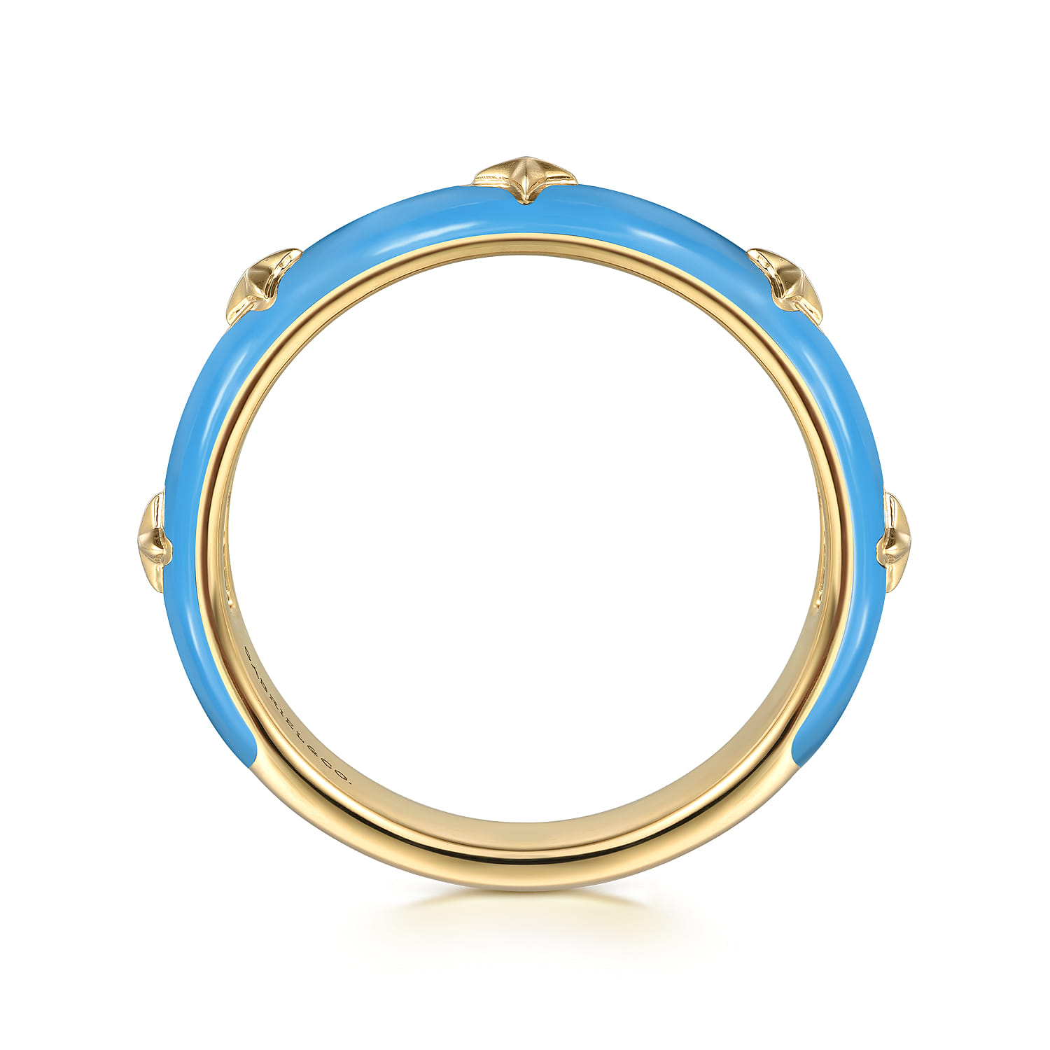 Enamel - 14K Yellow Gold Star Split Stackable with Dusk Blue Enamel - Shot 2