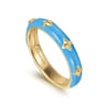 Enamel - 14K Yellow Gold Star Split Stackable with Dusk Blue Enamel