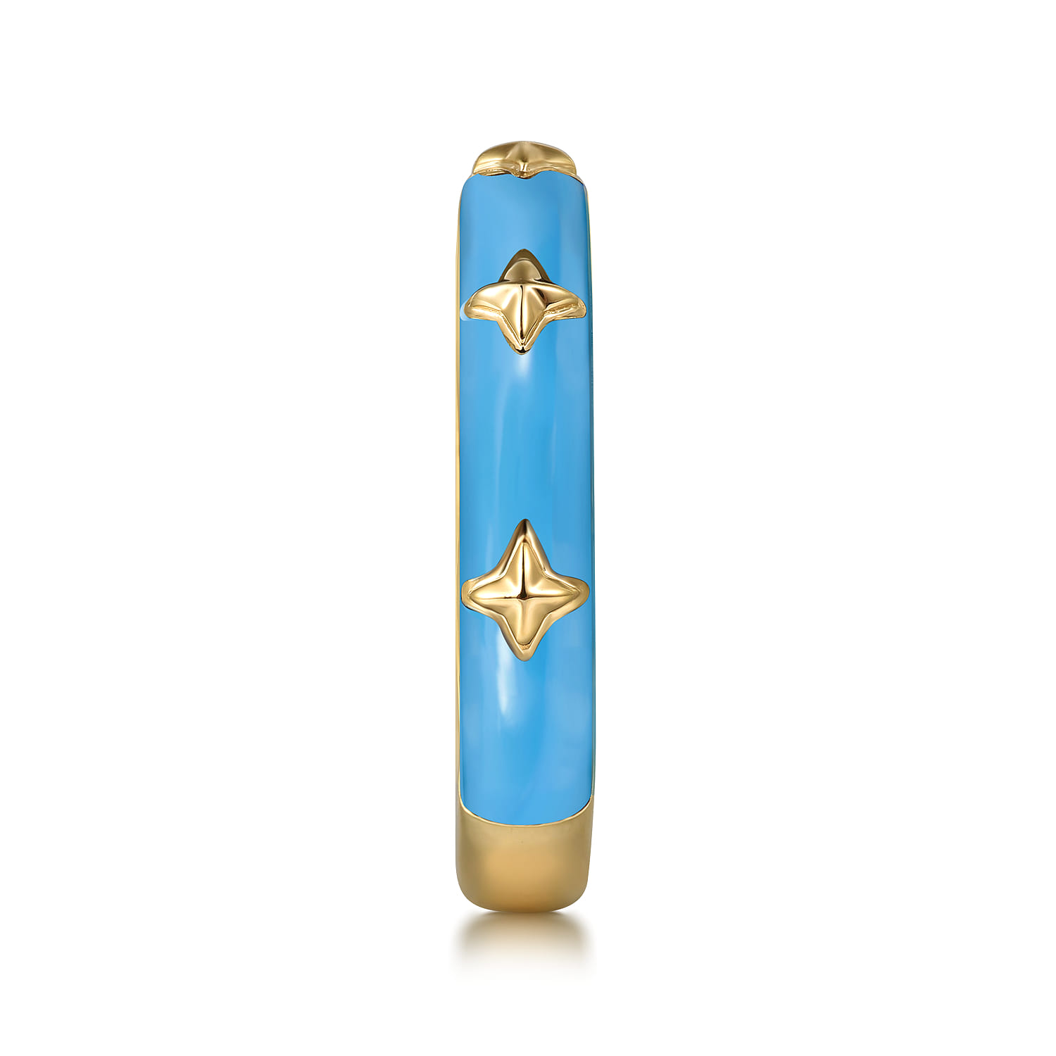 Enamel - 14K Yellow Gold Star Split Stackable with Dusk Blue Enamel - Shot 4