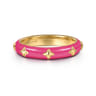 Enamel - 14K Yellow Gold Star Split Stackable with Fuchsia Enamel