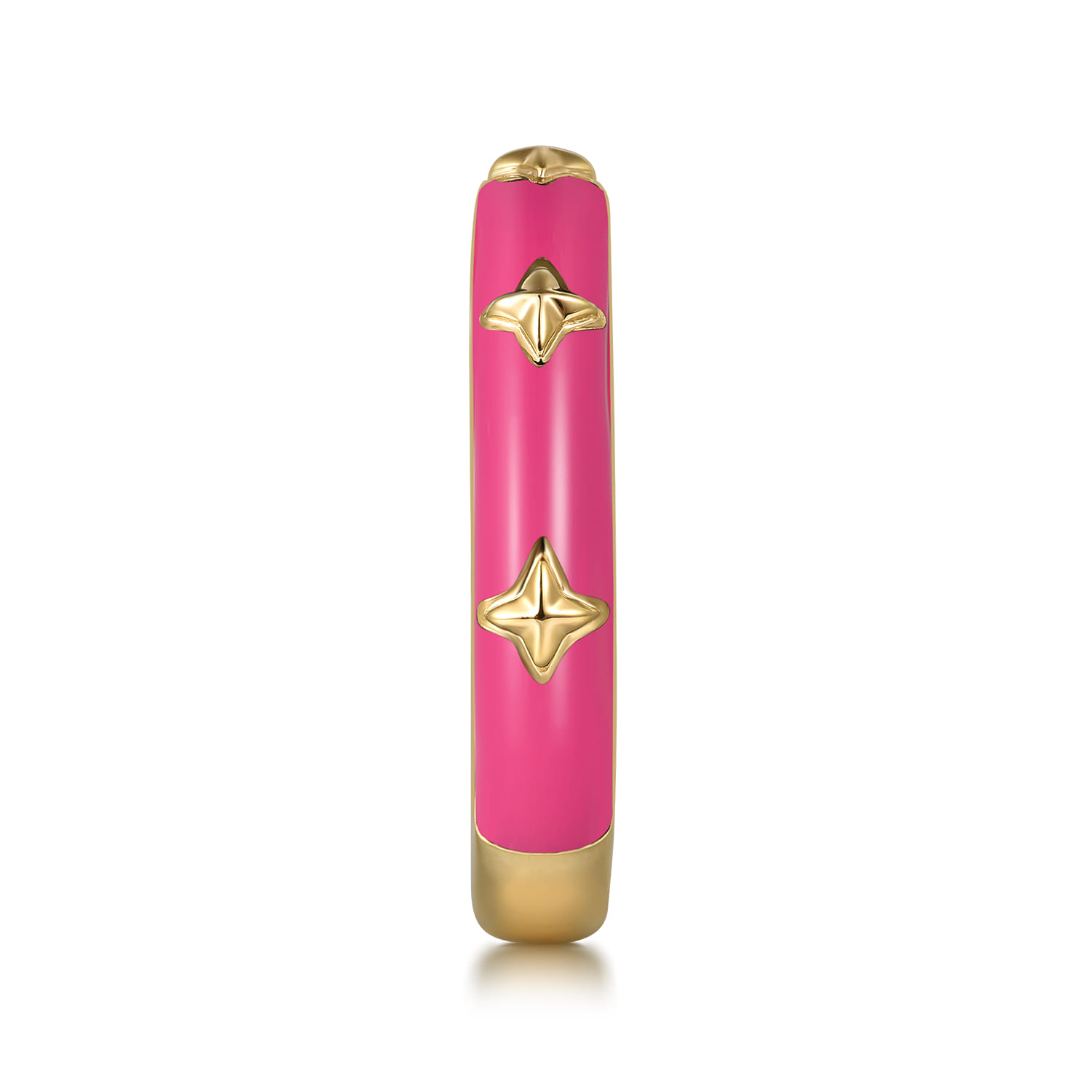 Enamel - 14K Yellow Gold Star Split Stackable with Fuchsia Enamel - Shot 4