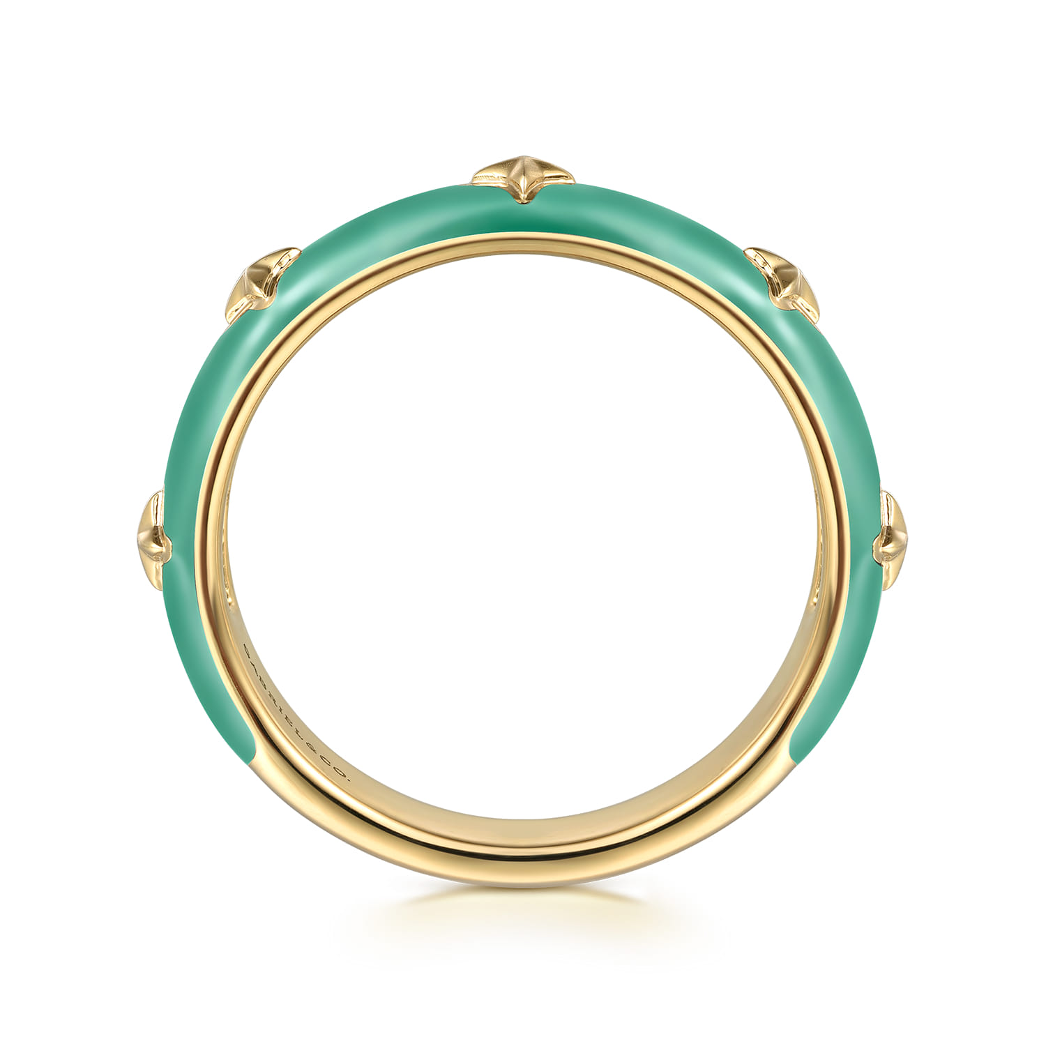Enamel - 14K Yellow Gold Star Split Stackable with Mint Green Enamel - Shot 2