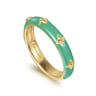 Enamel - 14K Yellow Gold Star Split Stackable with Mint Green Enamel