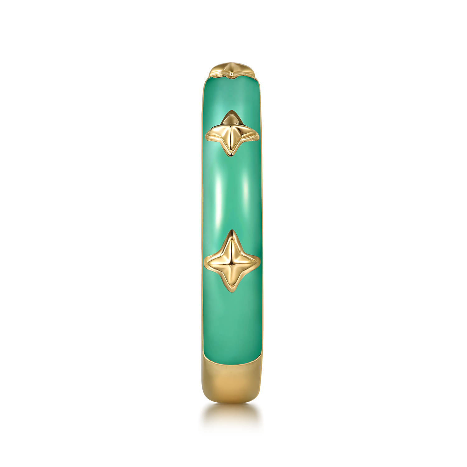 Enamel - 14K Yellow Gold Star Split Stackable with Mint Green Enamel - Shot 4