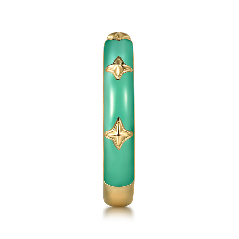Enamel - 14K Yellow Gold Star Split Stackable with Mint Green Enamel - Shot 4