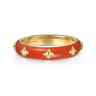 Enamel - 14K Yellow Gold Star Split Stackable with Orange Enamel