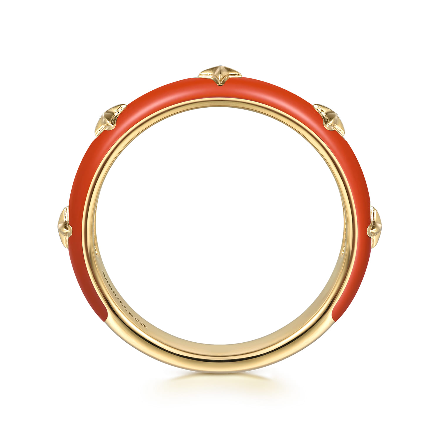 Enamel - 14K Yellow Gold Star Split Stackable with Orange Enamel - Shot 2