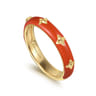 Enamel - 14K Yellow Gold Star Split Stackable with Orange Enamel