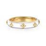 Enamel - 14K Yellow Gold Star Split Stackable with White Enamel