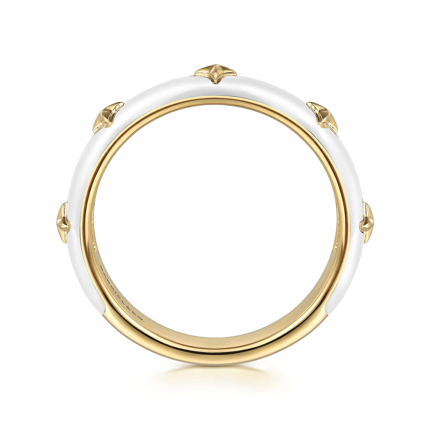 Enamel - 14K Yellow Gold Star Split Stackable with White Enamel - Shot 2