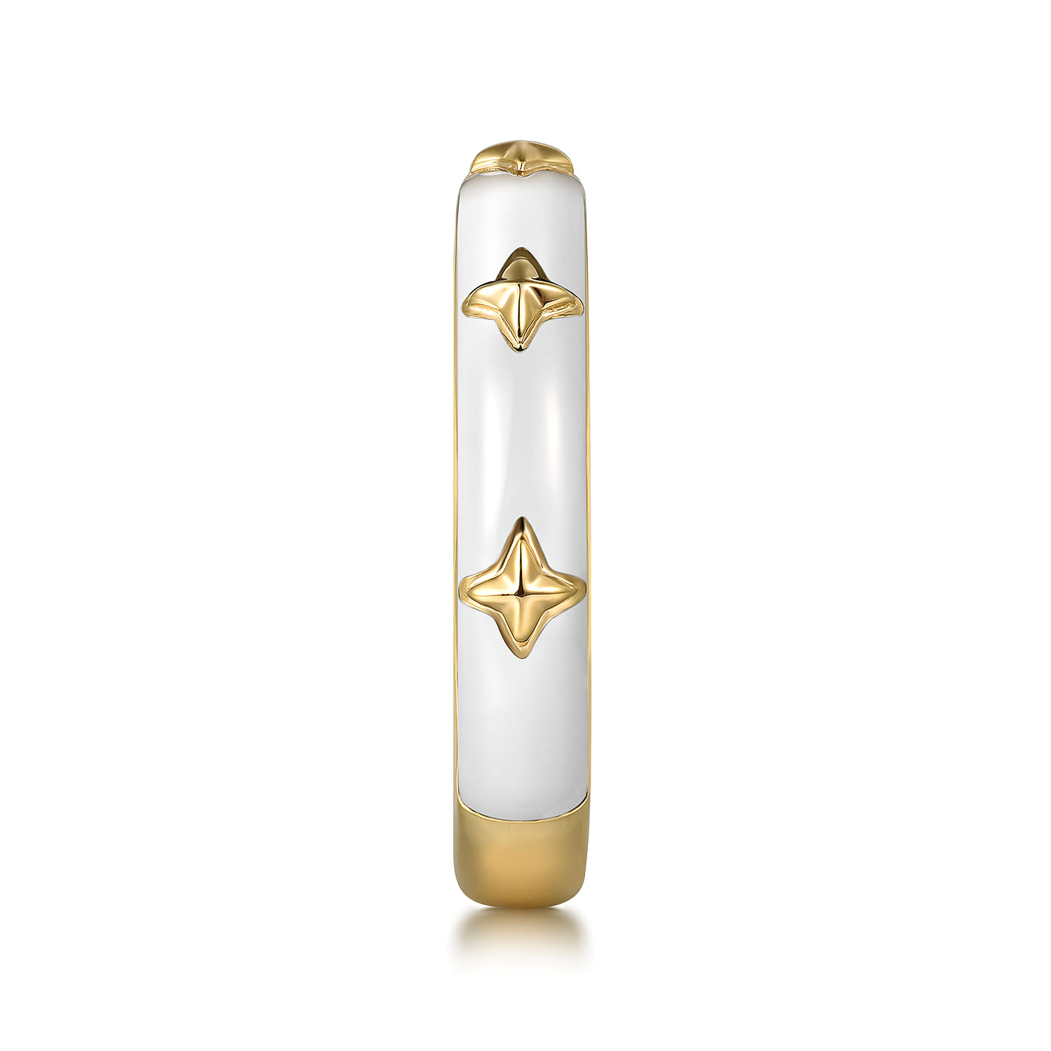 Enamel - 14K Yellow Gold Star Split Stackable with White Enamel - Shot 4