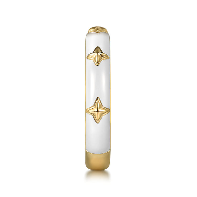 Enamel - 14K Yellow Gold Star Split Stackable with White Enamel - Shot 4