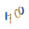 Enamel - 14K Yellow Gold Stuggeis with Blue Enamel
