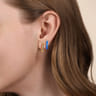 Enamel - 14K Yellow Gold Stuggeis with Blue Enamel