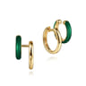 Enamel - 14K Yellow Gold Stuggeis with Chrome Green Enamel