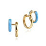 Enamel - 14K Yellow Gold Stuggeis with Dusk Blue Enamel