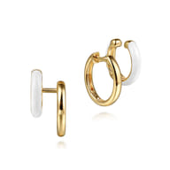 Enamel - 14K Yellow Gold Stuggeis with White Enamel