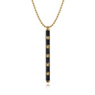 Enamel - 14K Yellow Gold Vertical Bar Necklace with Black Enamel