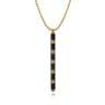 Enamel - 14K Yellow Gold Vertical Bar Necklace with Black Enamel
