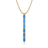 Enamel - 14K Yellow Gold Vertical Bar Necklace with Blue Enamel