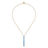 Enamel - 14K Yellow Gold Vertical Bar Necklace with Blue Enamel