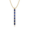 Enamel - 14K Yellow Gold Vertical Bar Necklace with Chrome Blue Enamel