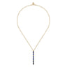 Enamel - 14K Yellow Gold Vertical Bar Necklace with Chrome Blue Enamel