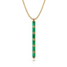 Enamel - 14K Yellow Gold Vertical Bar Necklace with Chrome Green Enamel