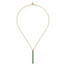 Enamel - 14K Yellow Gold Vertical Bar Necklace with Chrome Green Enamel