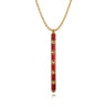 Enamel - 14K Yellow Gold Vertical Bar Necklace with Chrome Red Enamel