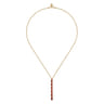 Enamel - 14K Yellow Gold Vertical Bar Necklace with Chrome Red Enamel